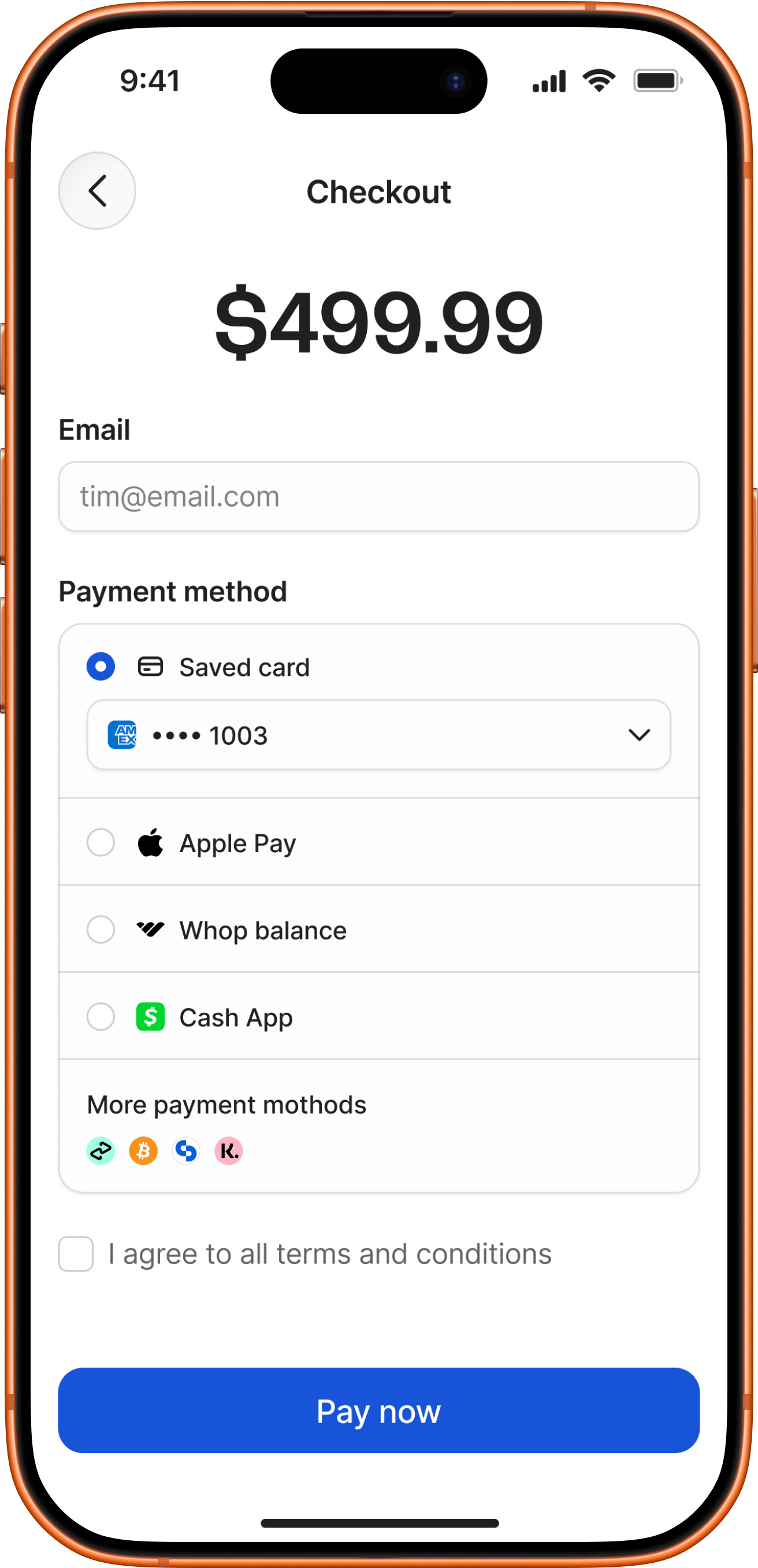 Whop mobile checkout flow showing native community access purchase